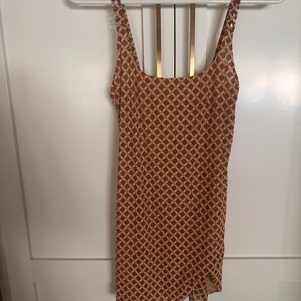 La Perla Brown and Orange Sleeveless Scoop Neck Tank Top